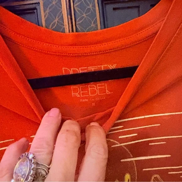 Rebels Fiery Orange Rodeo Trippin Cactus Graphic Long Sleeve Tee - Picture 5 of 6